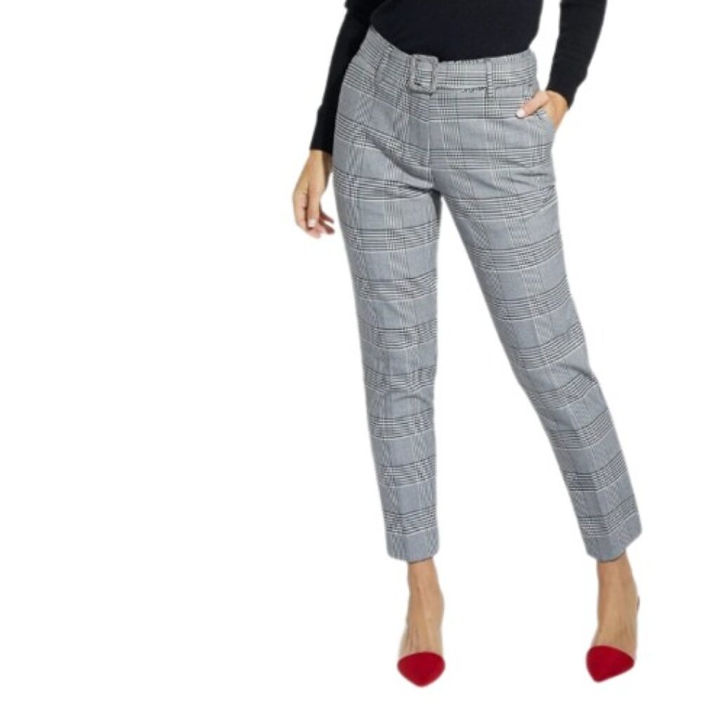 NDSTRY by ICO Womens Jordan Belted Pants in Glen Plaid Plus 24 New
